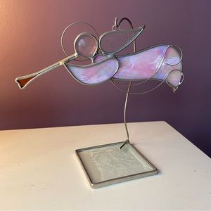 Hand crafted stained glass angel ornament
